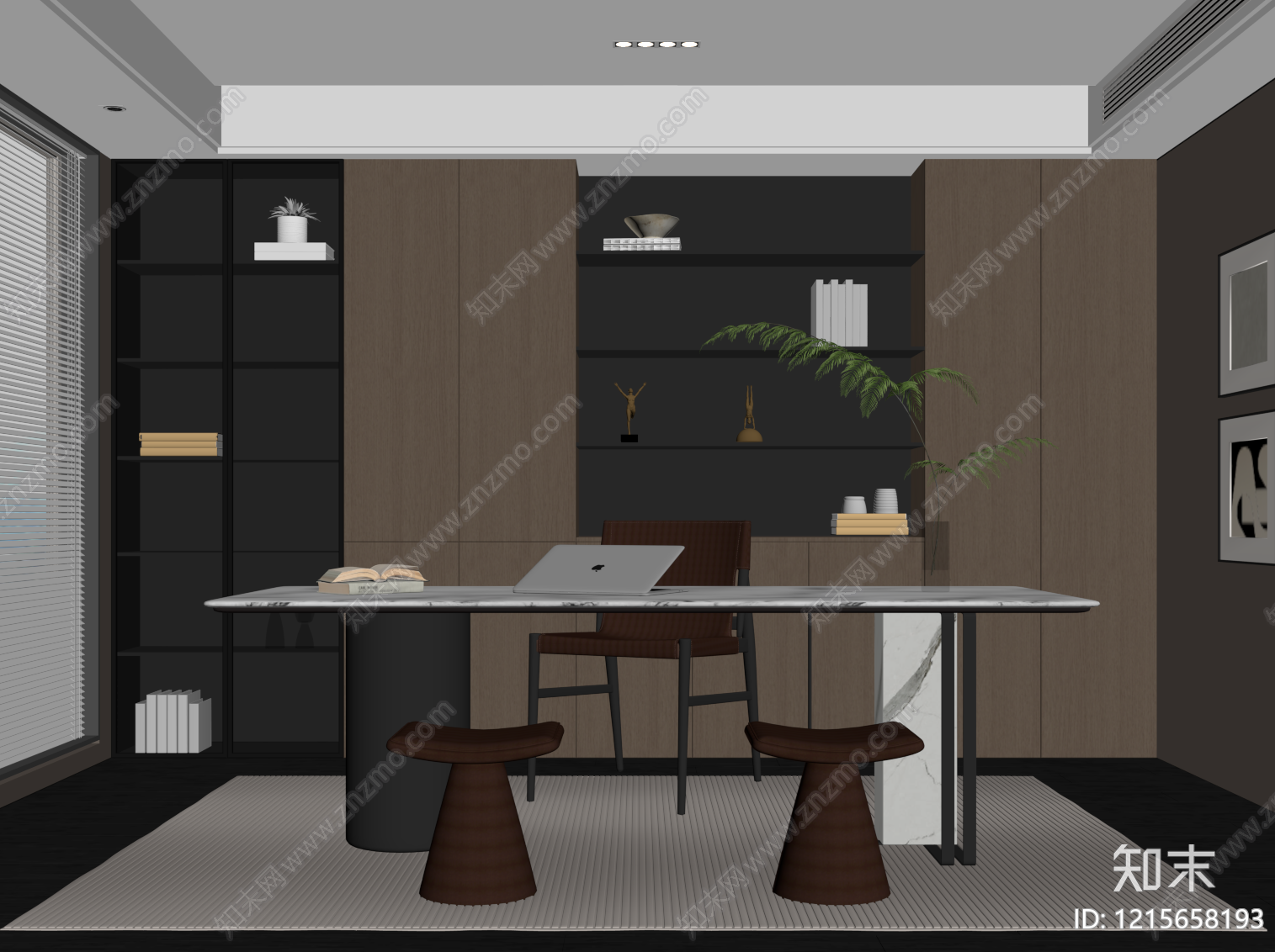 现代简约书房SU模型下载【ID:1215658193】