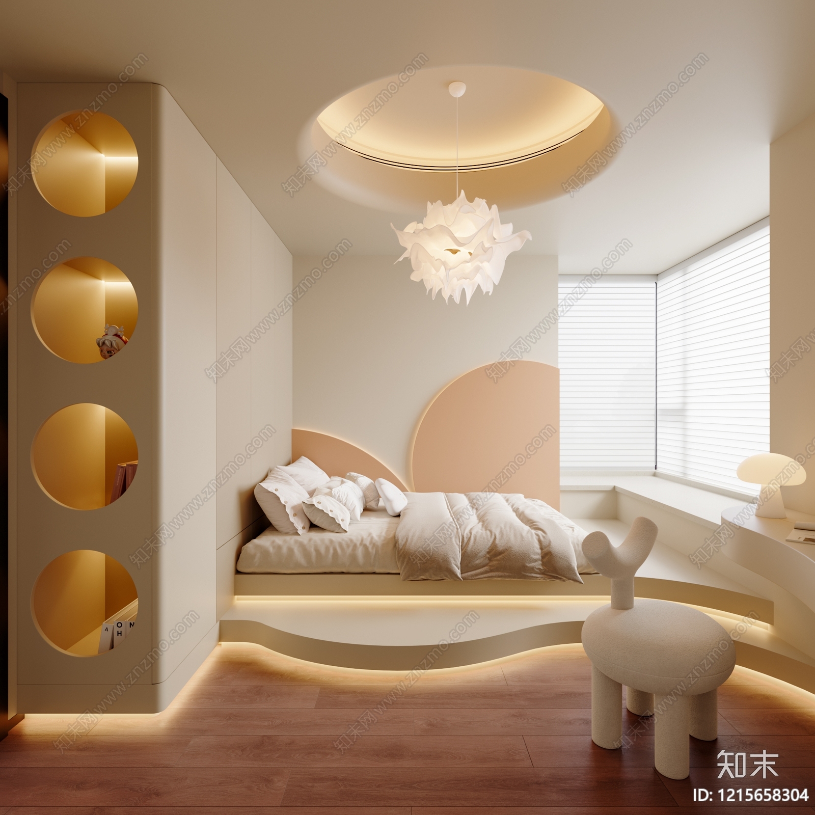 奶油风女孩房3D模型下载【ID:1215658304】