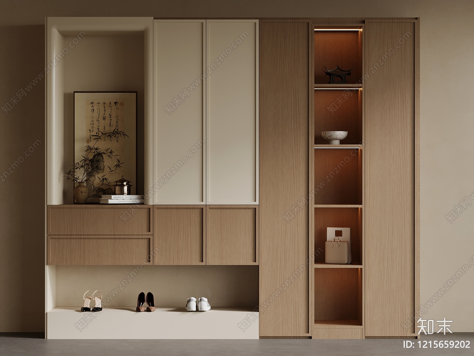 新中式玄关3D模型下载【ID:1215659202】