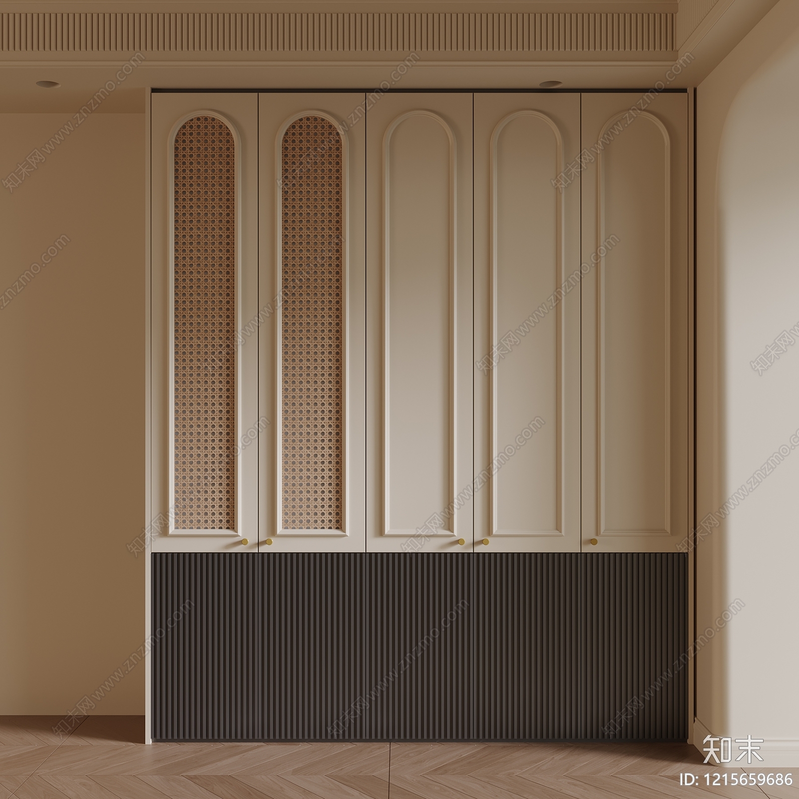 奶油风衣柜3D模型下载【ID:1215659686】