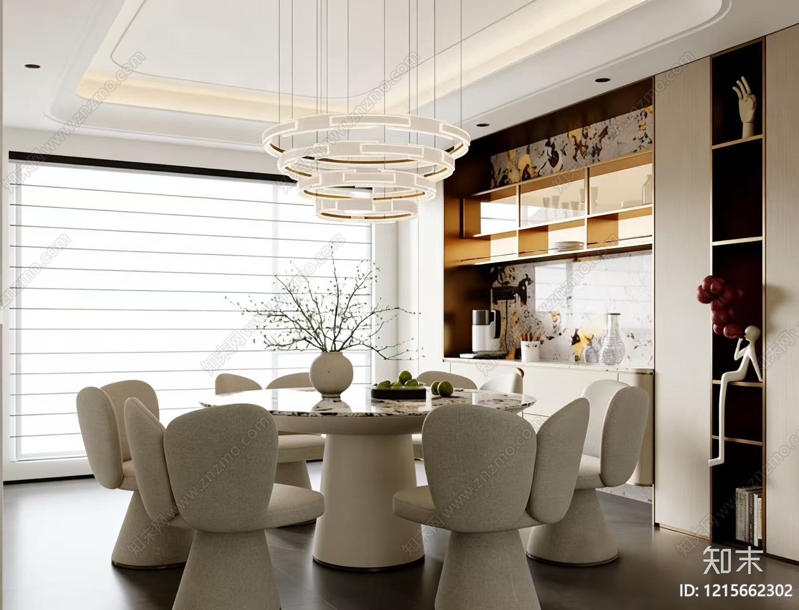 现代简约家居餐厅3D模型下载【ID:1215662302】