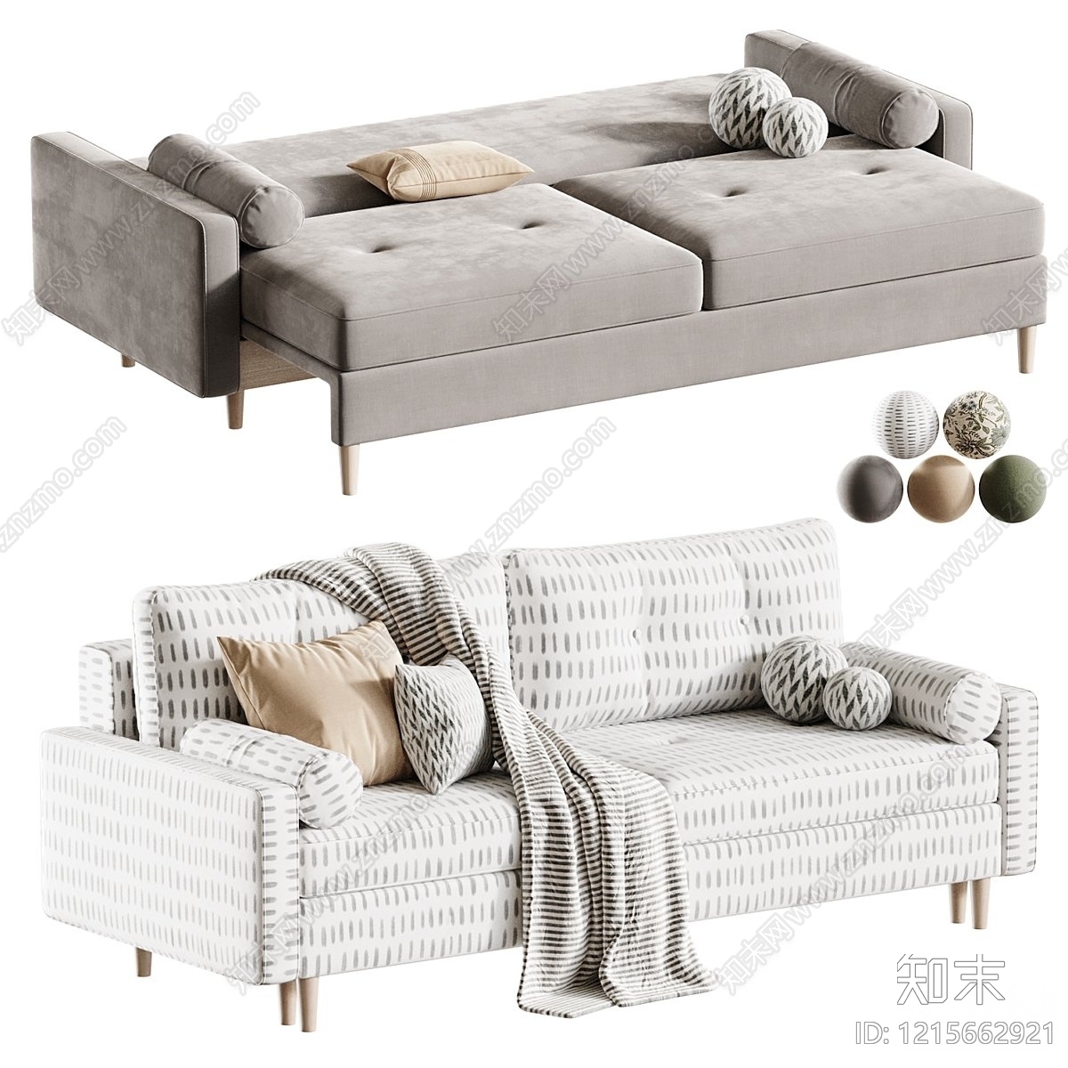 现代简约沙发床3D模型下载【ID:1215662921】