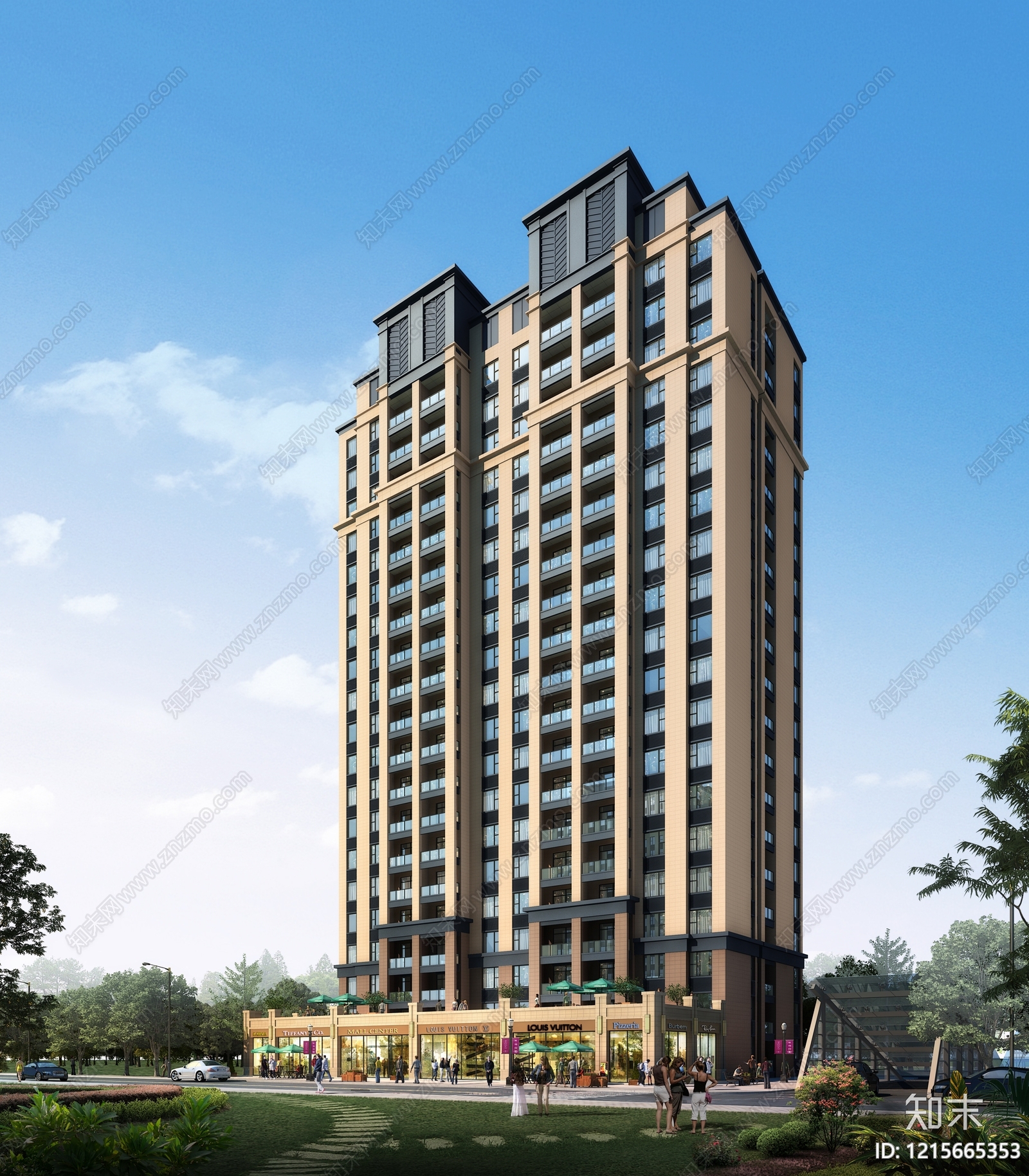 新古典主义小高层住宅楼3D模型下载【ID:1215665353】