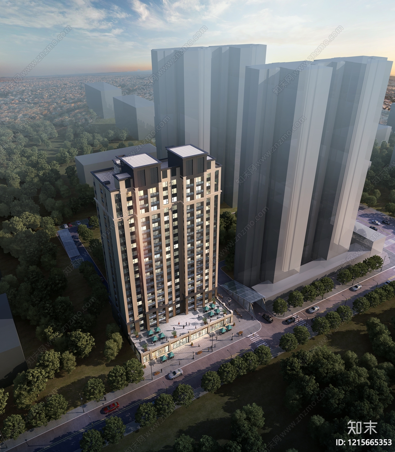 新古典主义小高层住宅楼3D模型下载【ID:1215665353】