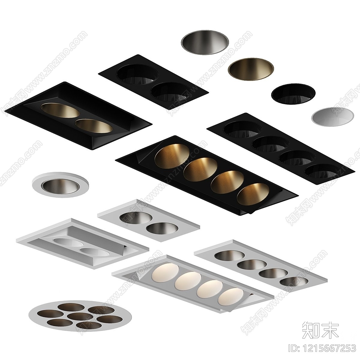极简筒灯射灯组合3D模型下载【ID:1215667253】
