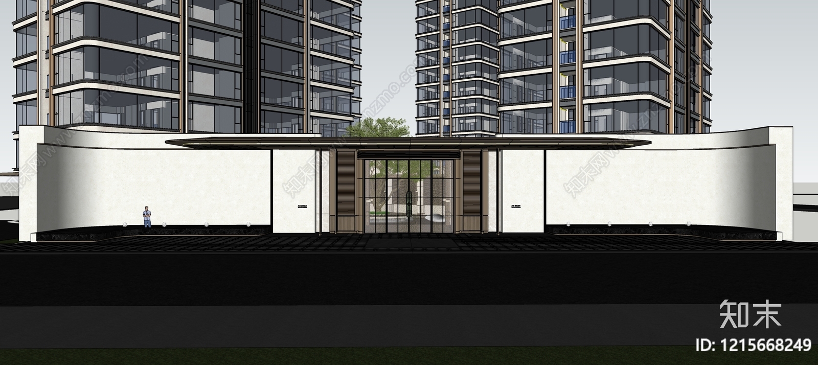 新中式售楼处建筑SU模型下载【ID:1215668249】