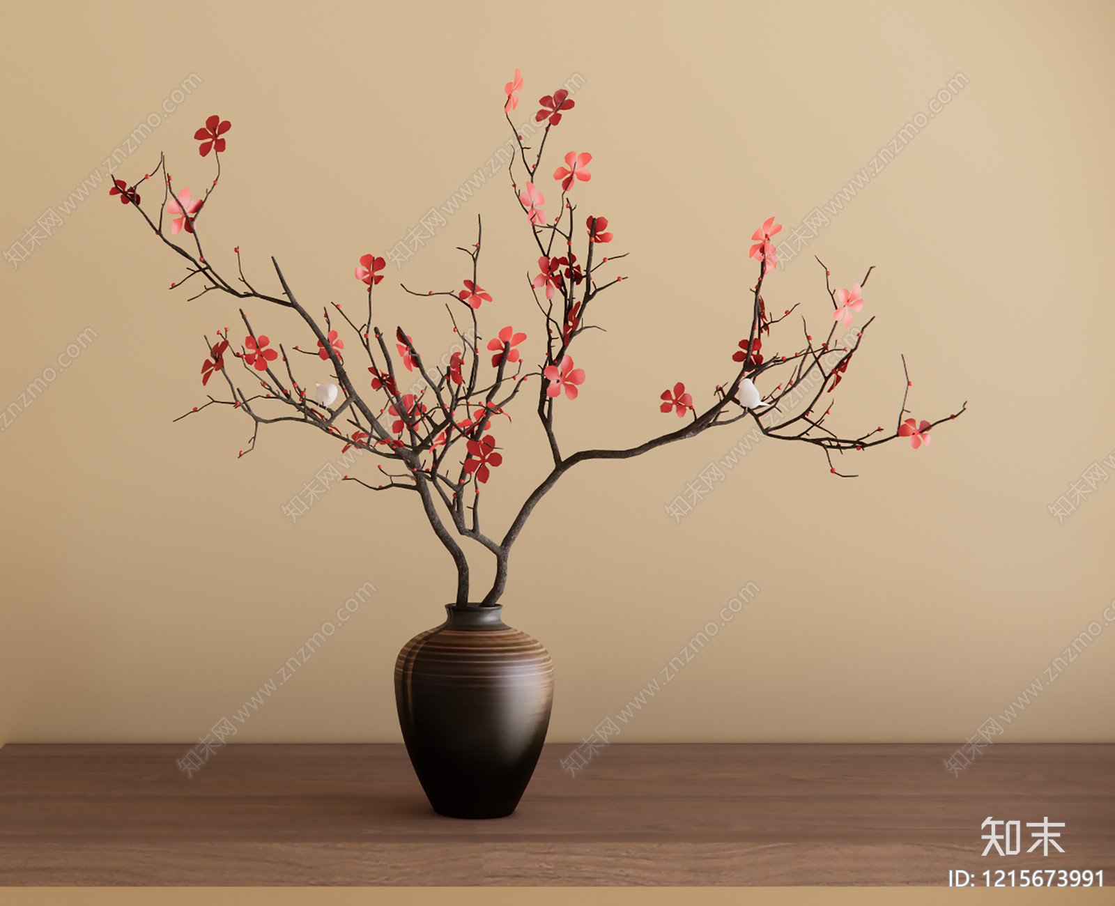 新中式花艺SU模型下载【ID:1215673991】