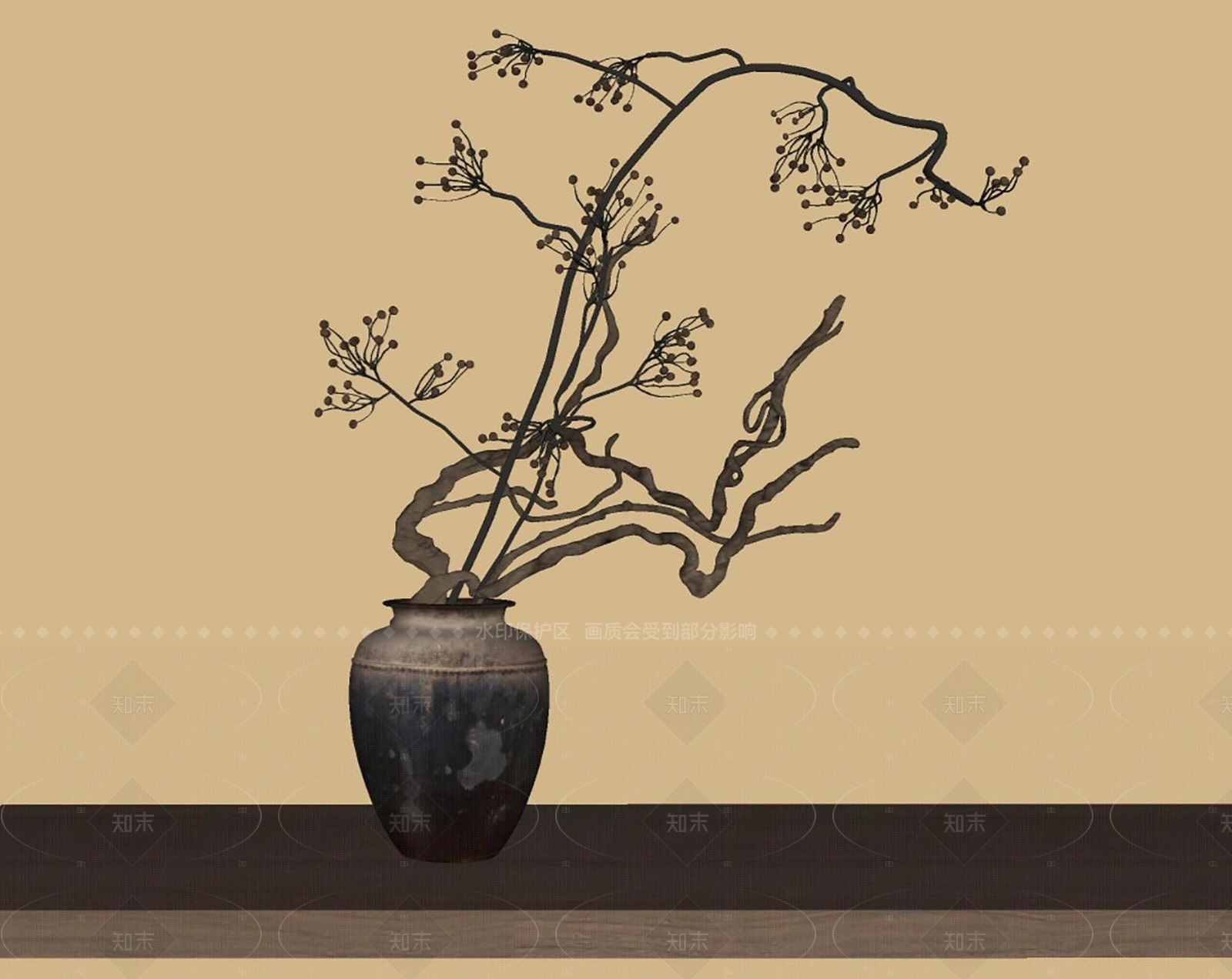 侘寂花艺SU模型下载【ID:1215674012】