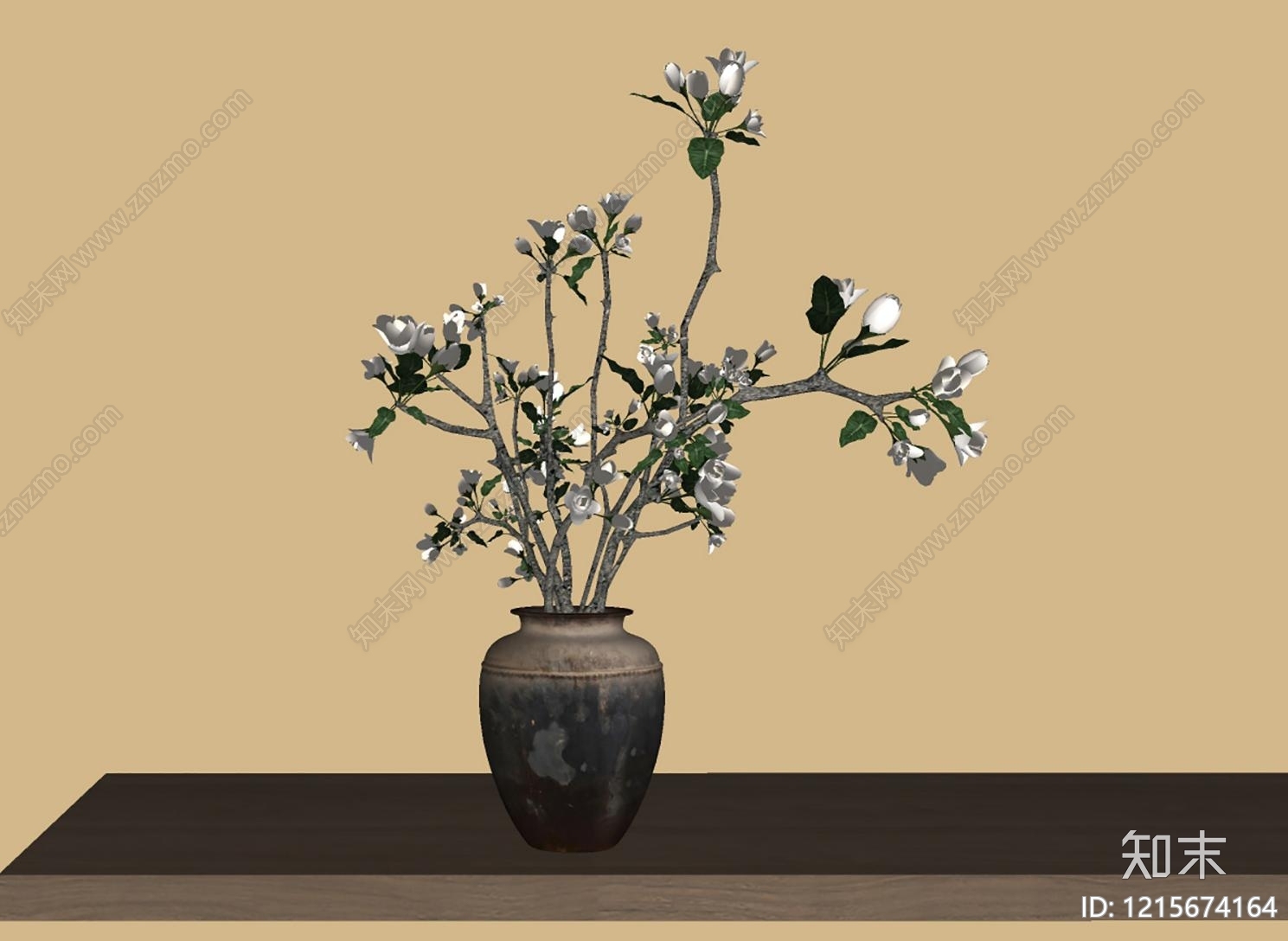 新中式花艺SU模型下载【ID:1215674164】