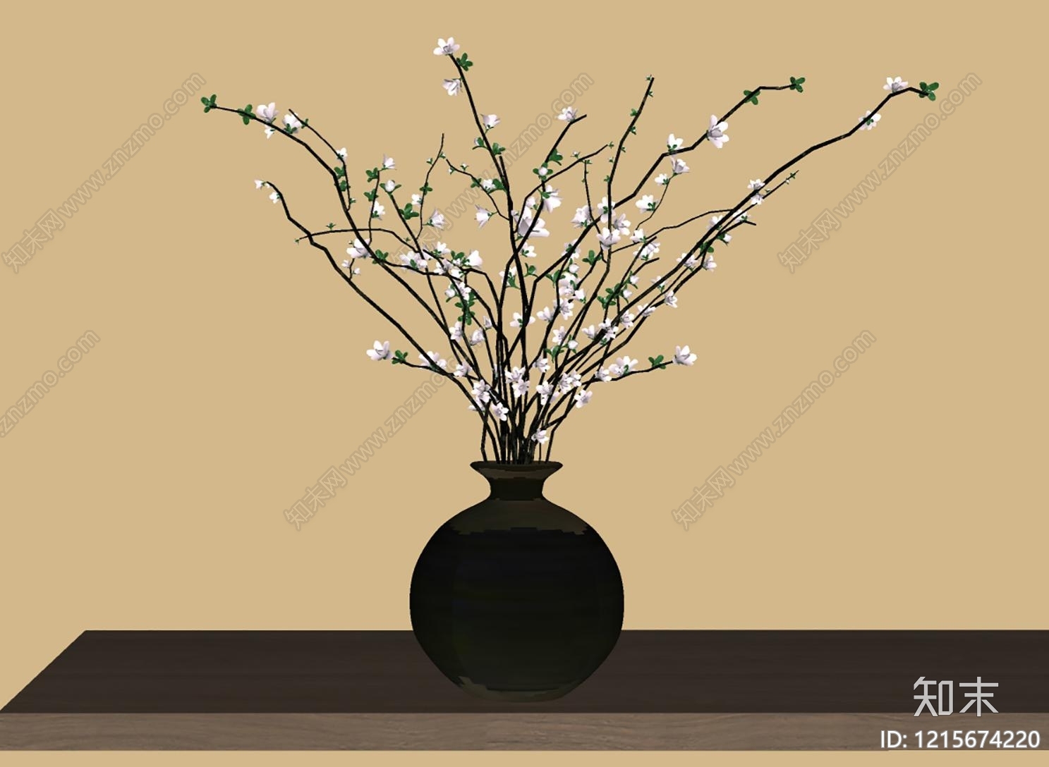 新中式花艺SU模型下载【ID:1215674220】
