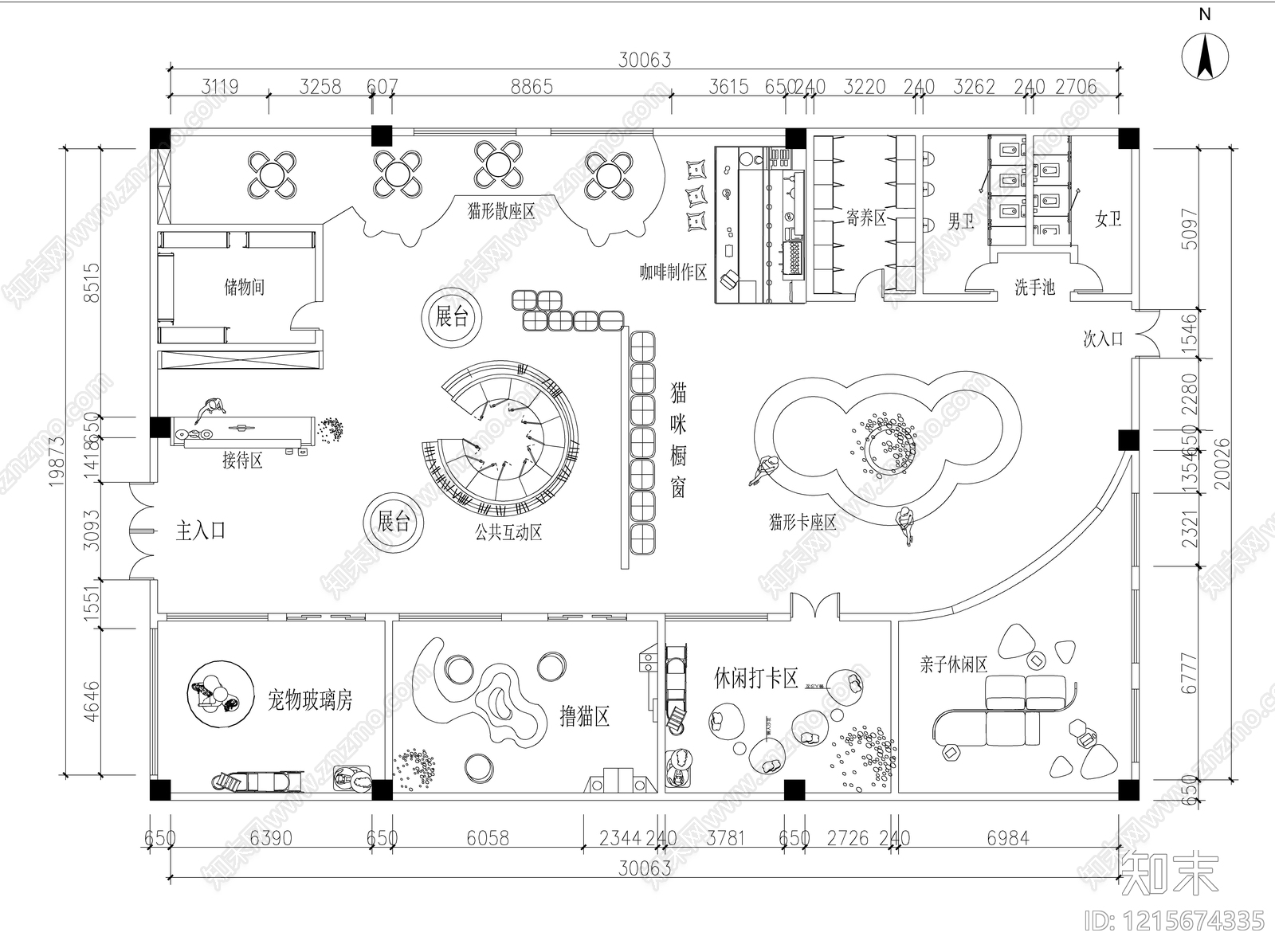 现代宠物店施工图下载【ID:1215674335】