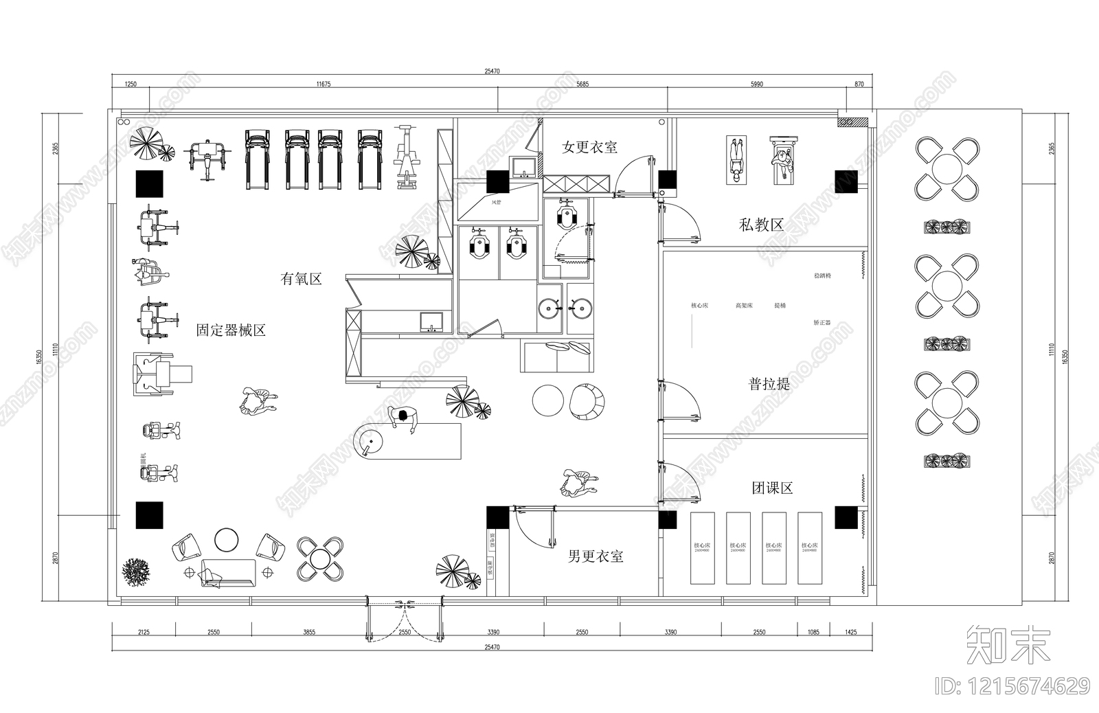 现代瑜伽馆施工图下载【ID:1215674629】