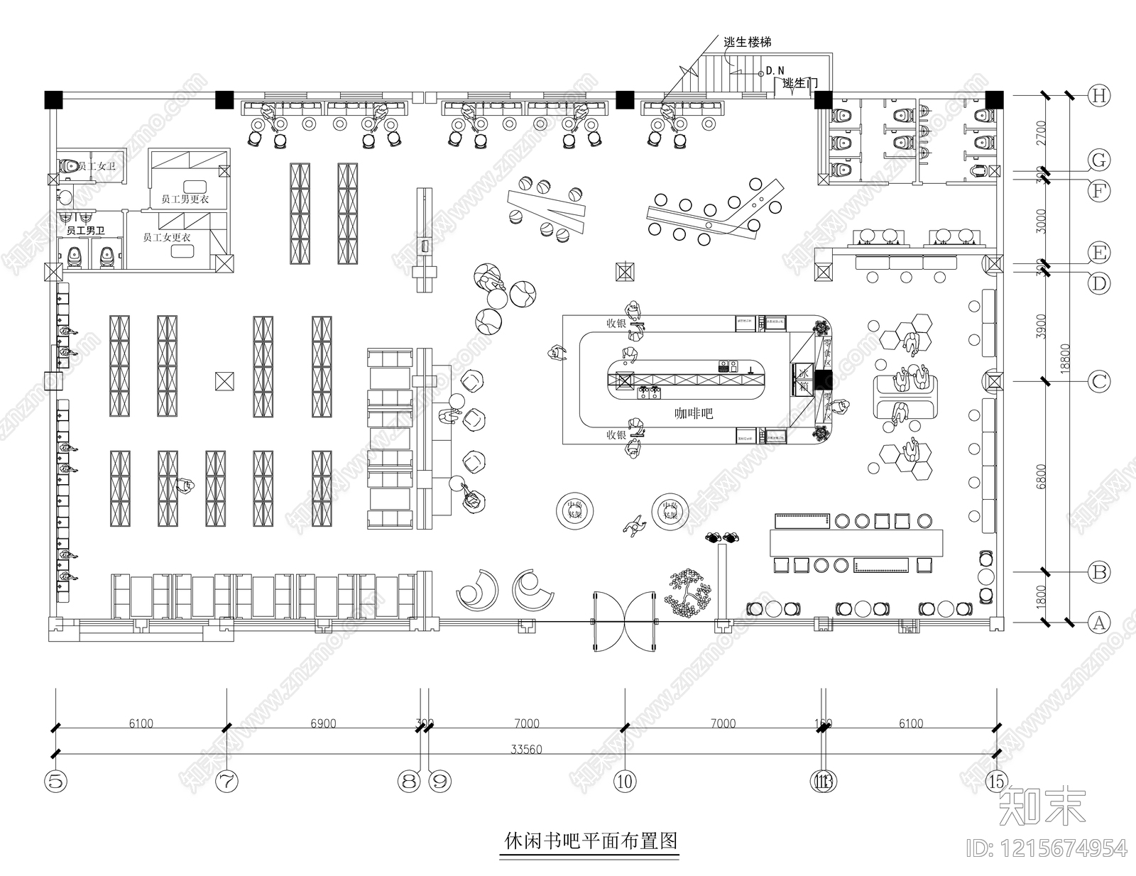 现代书店cad施工图下载【ID:1215674954】