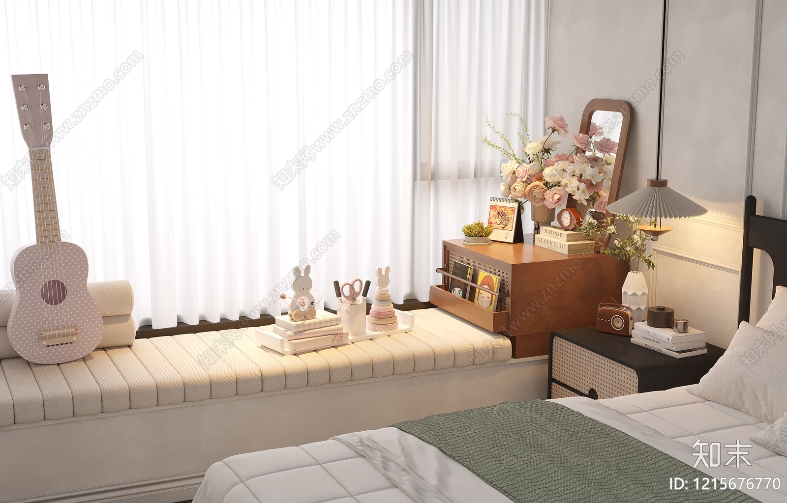奶油风女孩房3D模型下载【ID:1215676770】