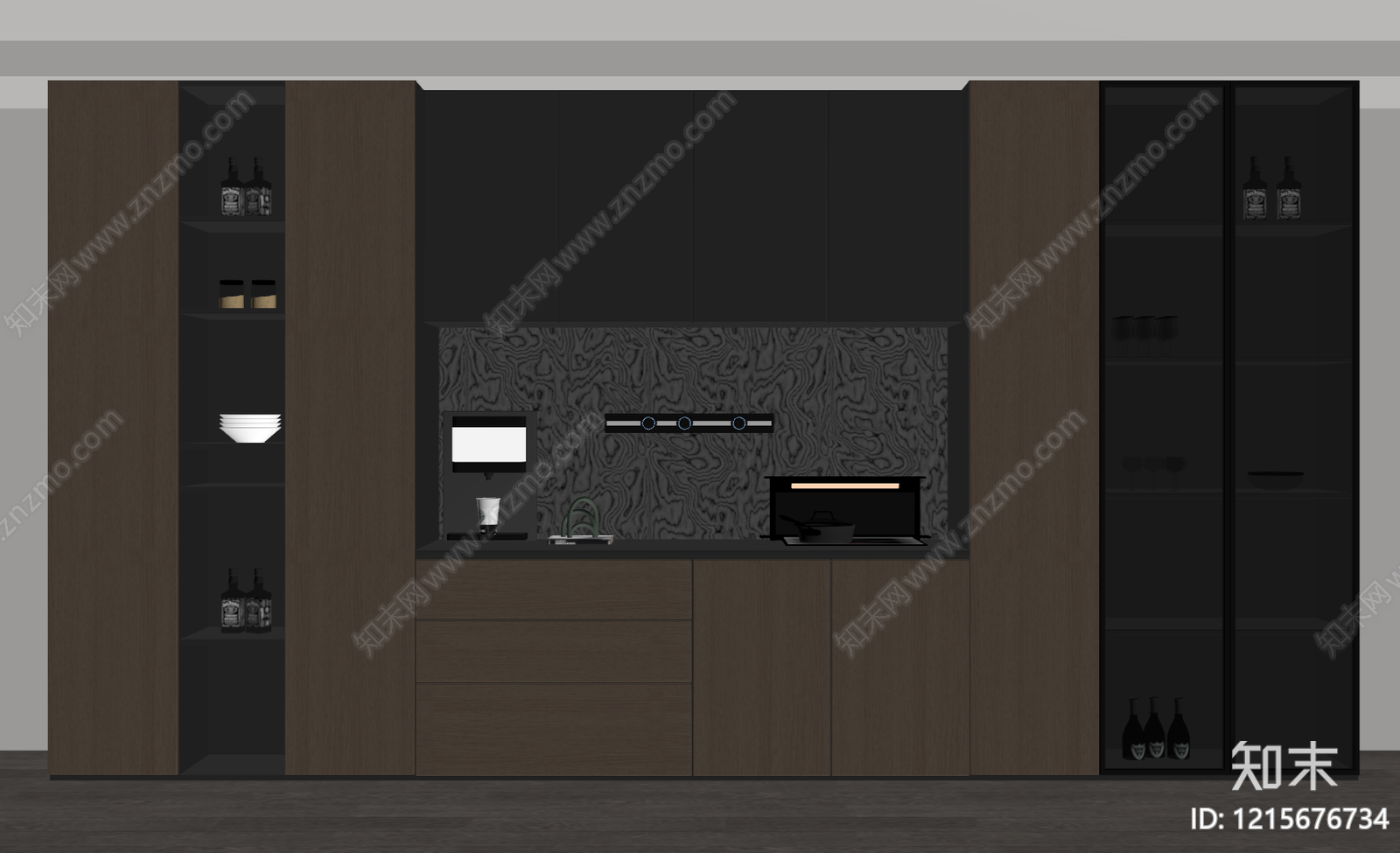 现代简约餐边柜SU模型下载【ID:1215676734】