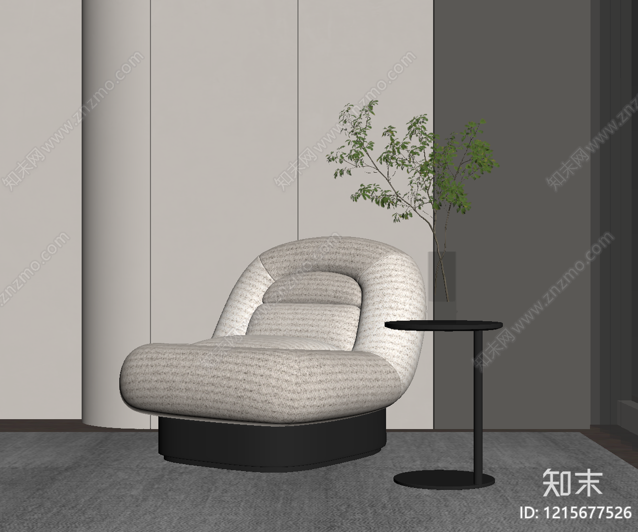 奶油风单人沙发SU模型下载【ID:1215677526】