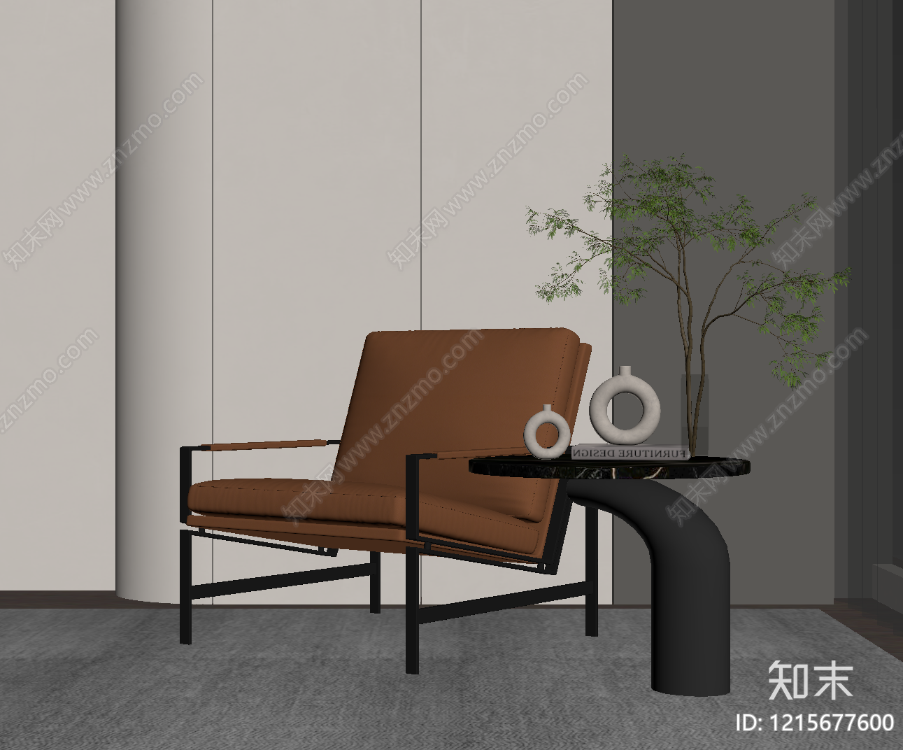 现代极简单人沙发SU模型下载【ID:1215677600】