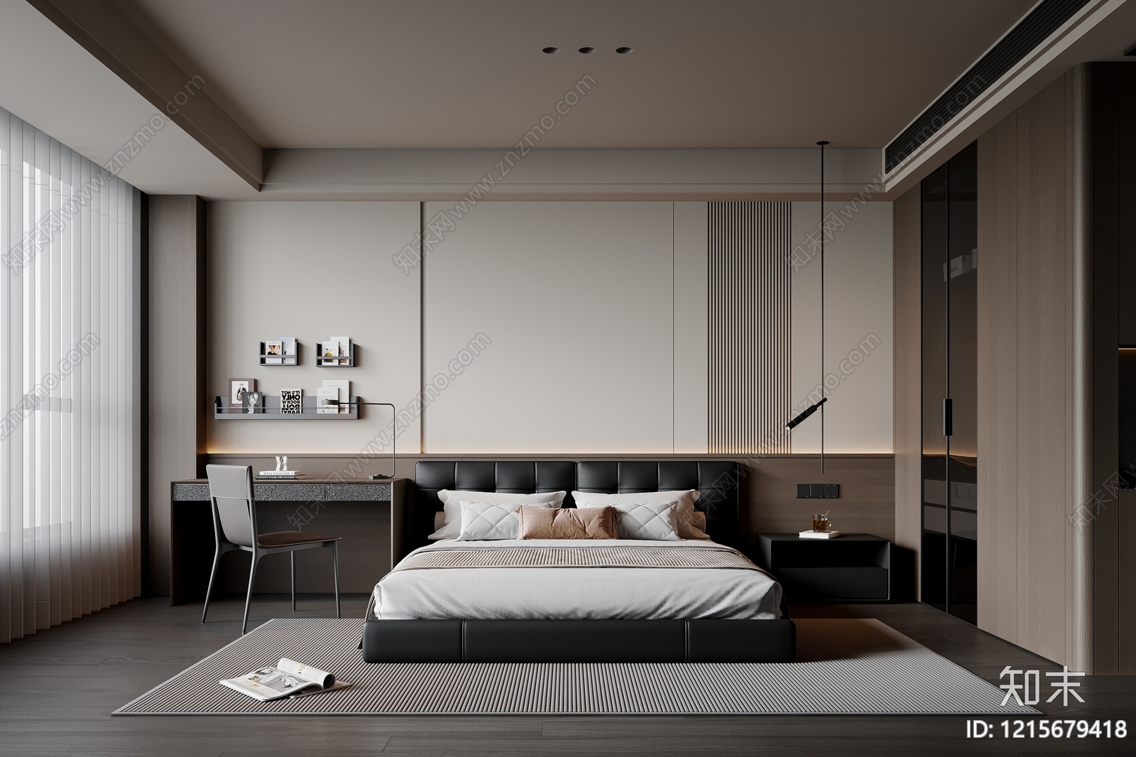 现代极简主卧3D模型下载【ID:1215679418】