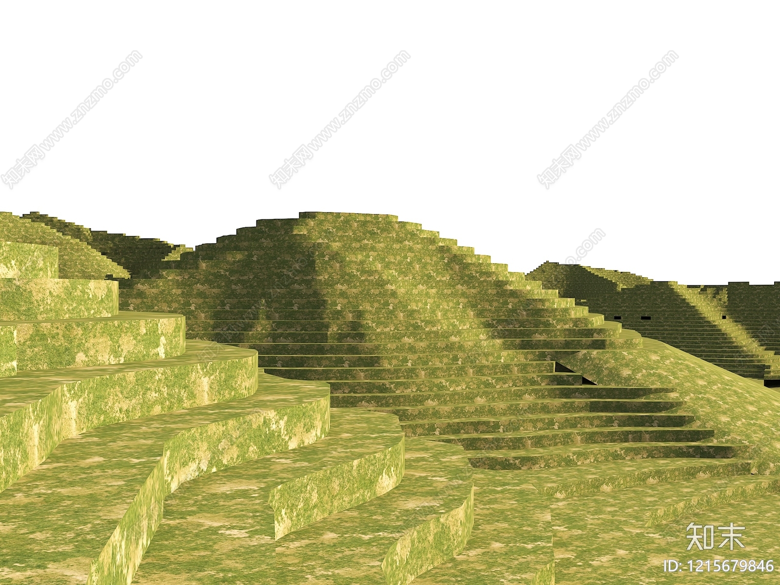 阶梯式景观梯田坡地SU模型草图
