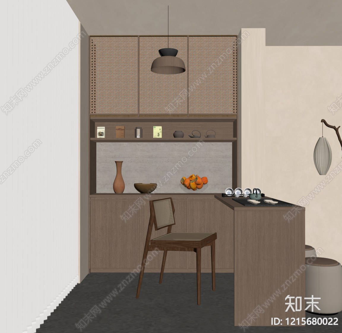 新中式茶室SU模型下载【ID:1215680022】