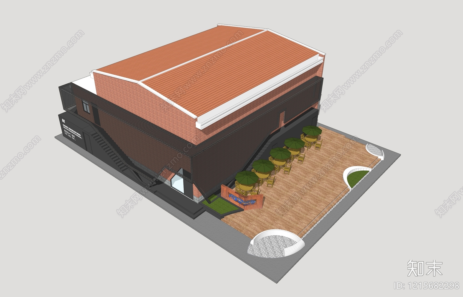 现代展览馆建筑SU模型下载【ID:1215682298】