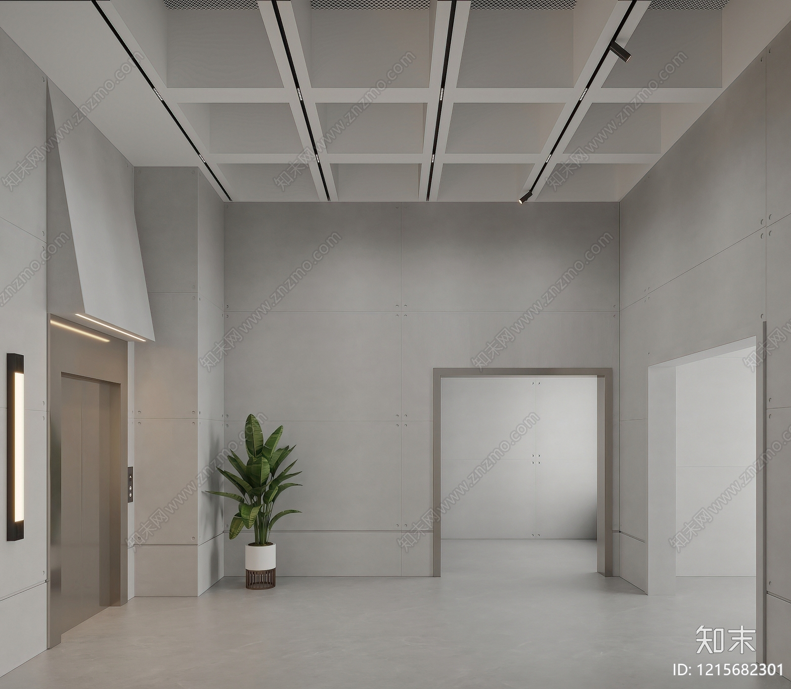 极简电梯间3D模型下载【ID:1215682301】