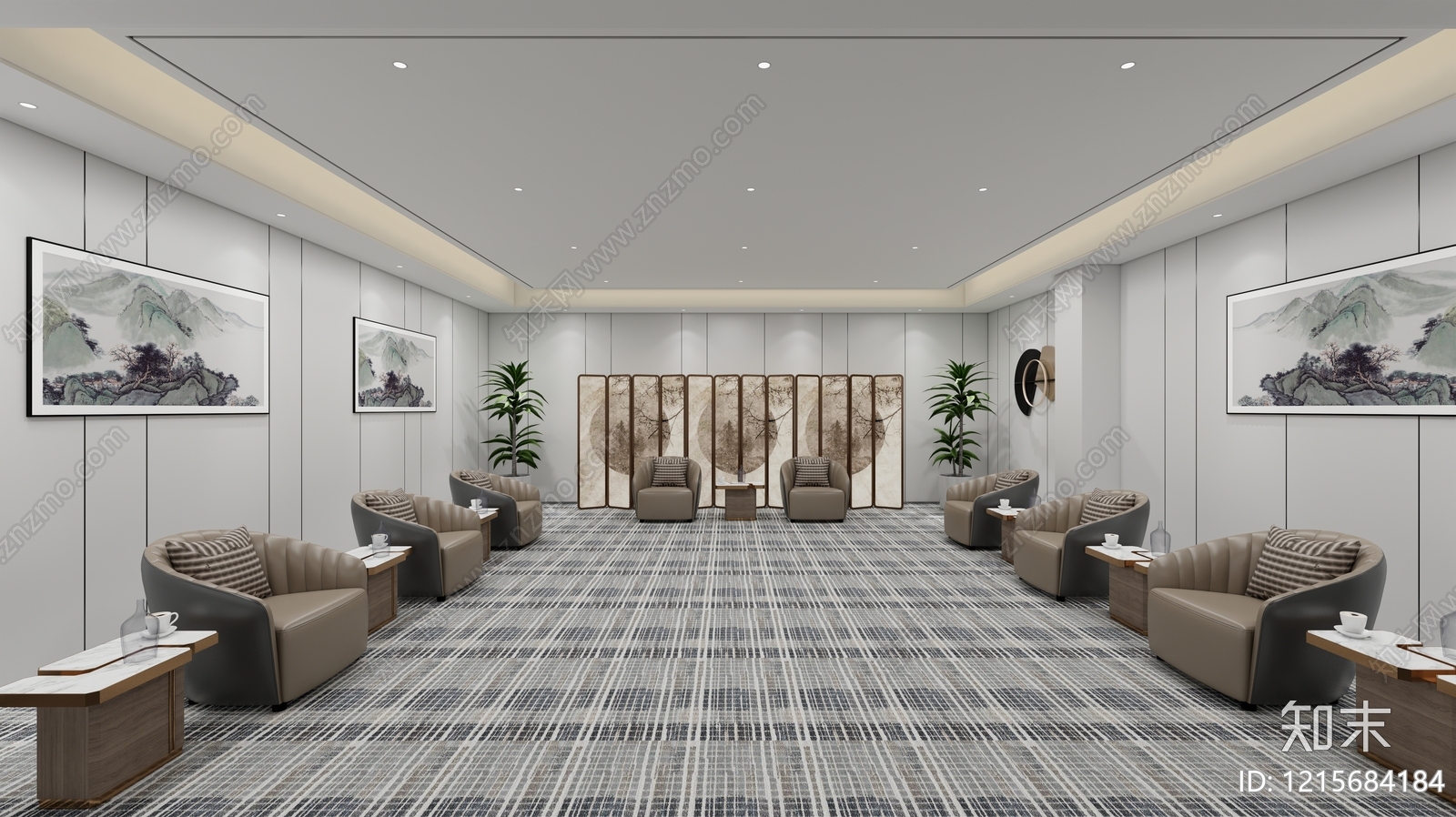 新中式接待室SU模型下载【ID:1215684184】