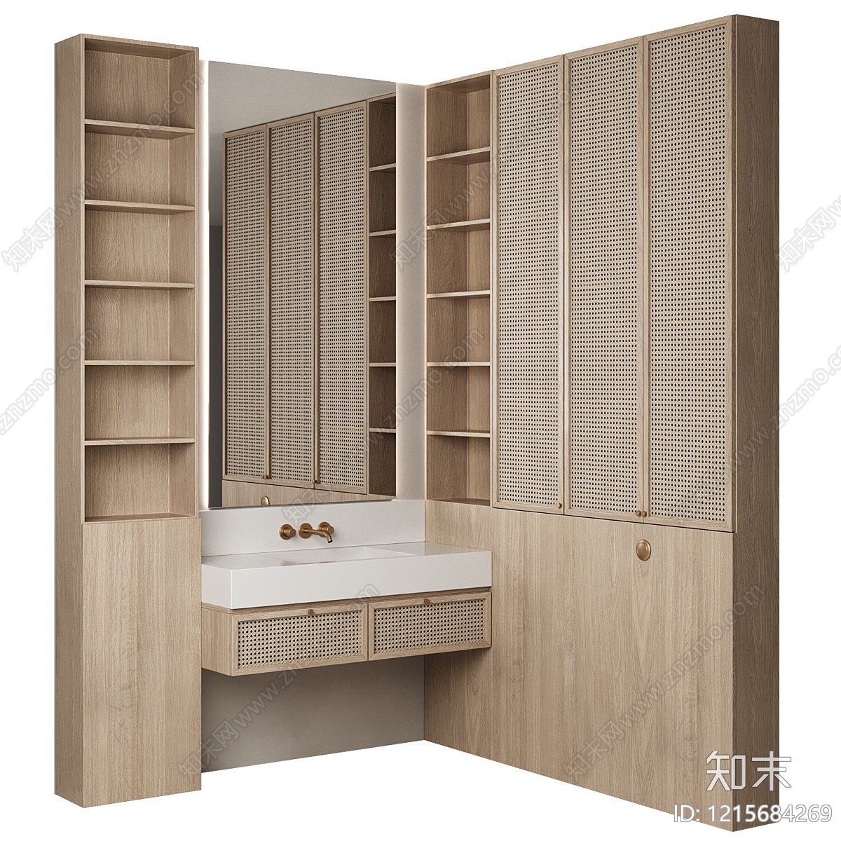 原木风浴室柜3D模型下载【ID:1215684269】