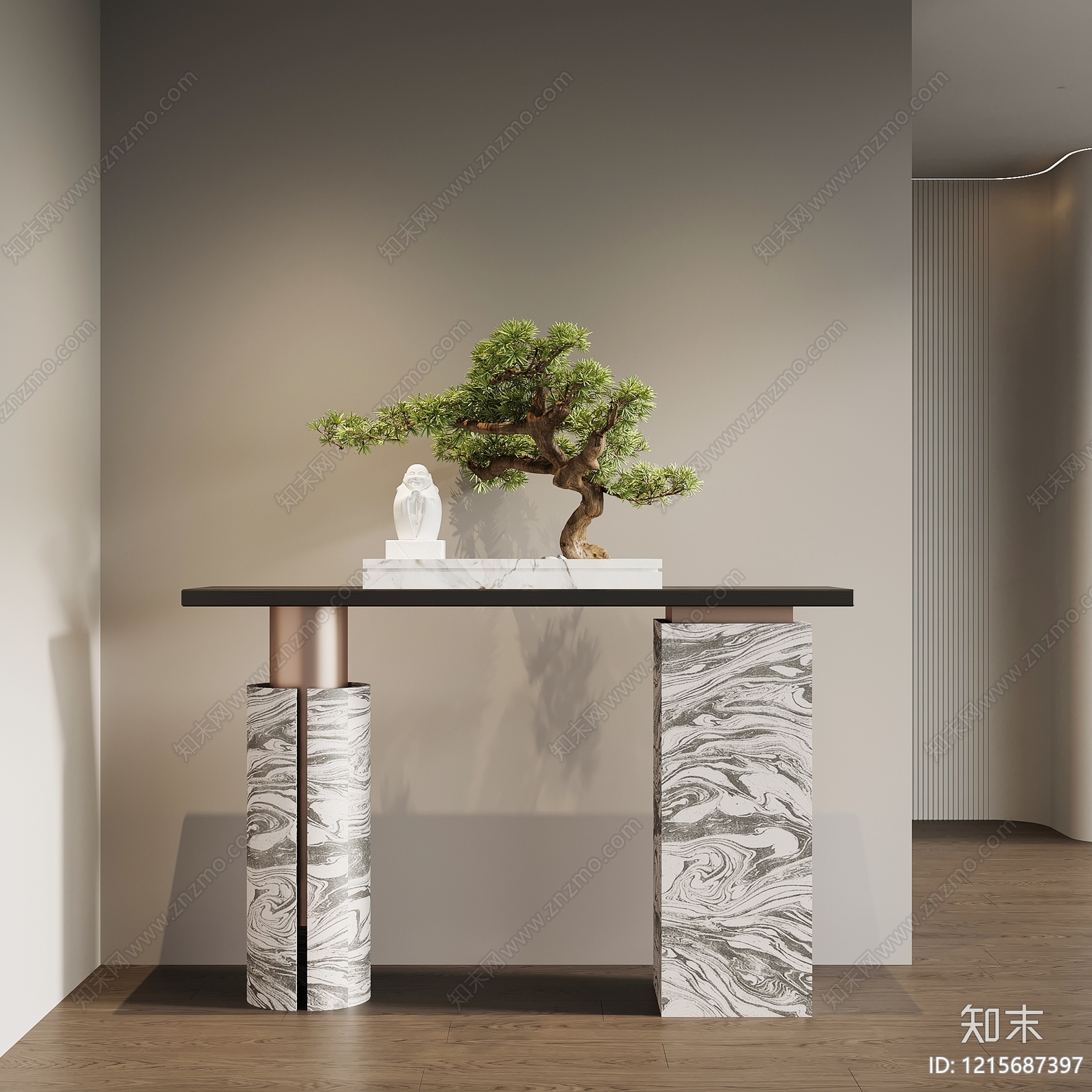 新中式条案SU模型下载【ID:1215687397】