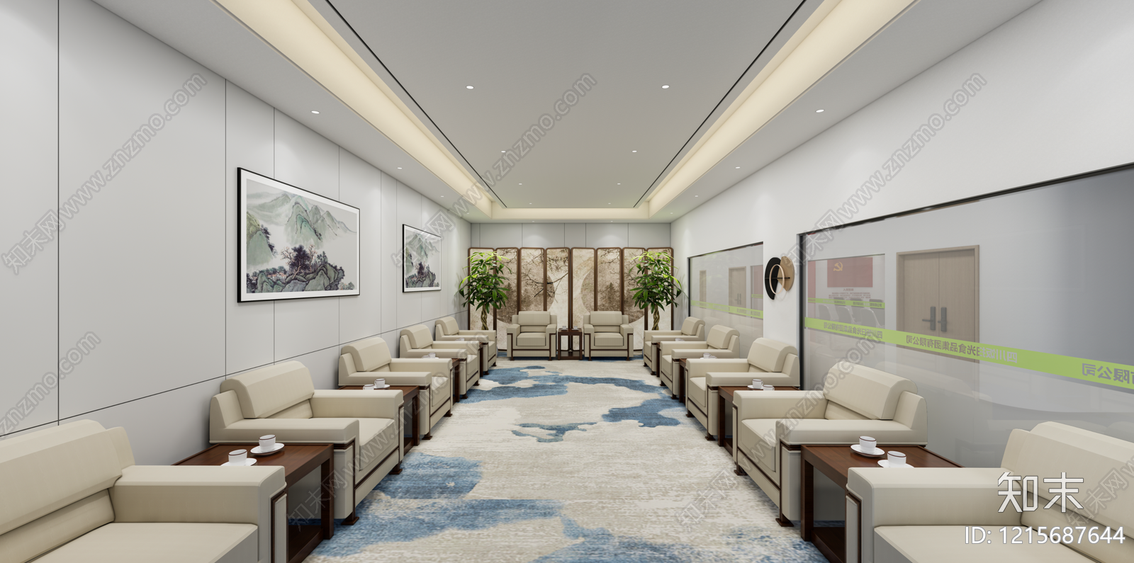 新中式接待室SU模型下载【ID:1215687644】