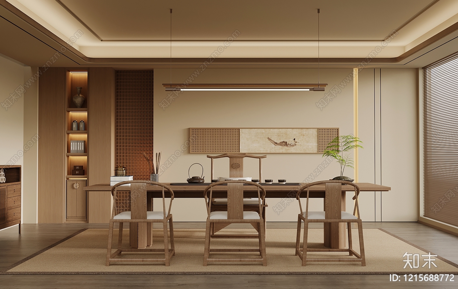 新中式茶室3D模型下载【ID:1215688772】