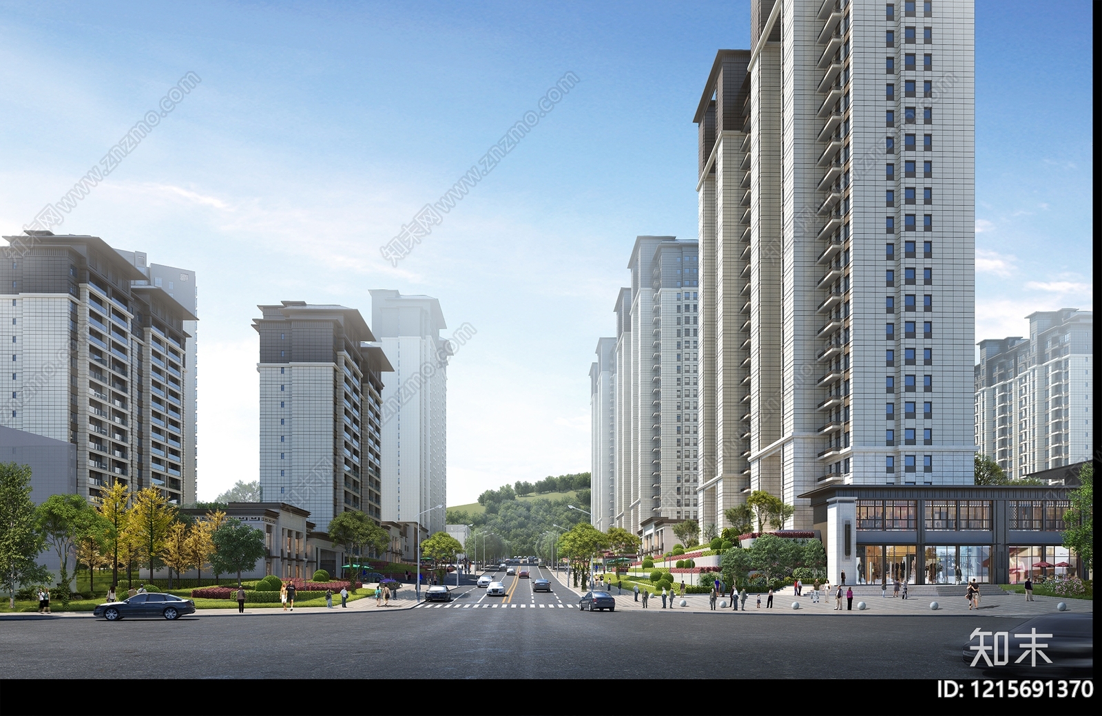 新中式小高层住宅楼3D模型下载【ID:1215691370】