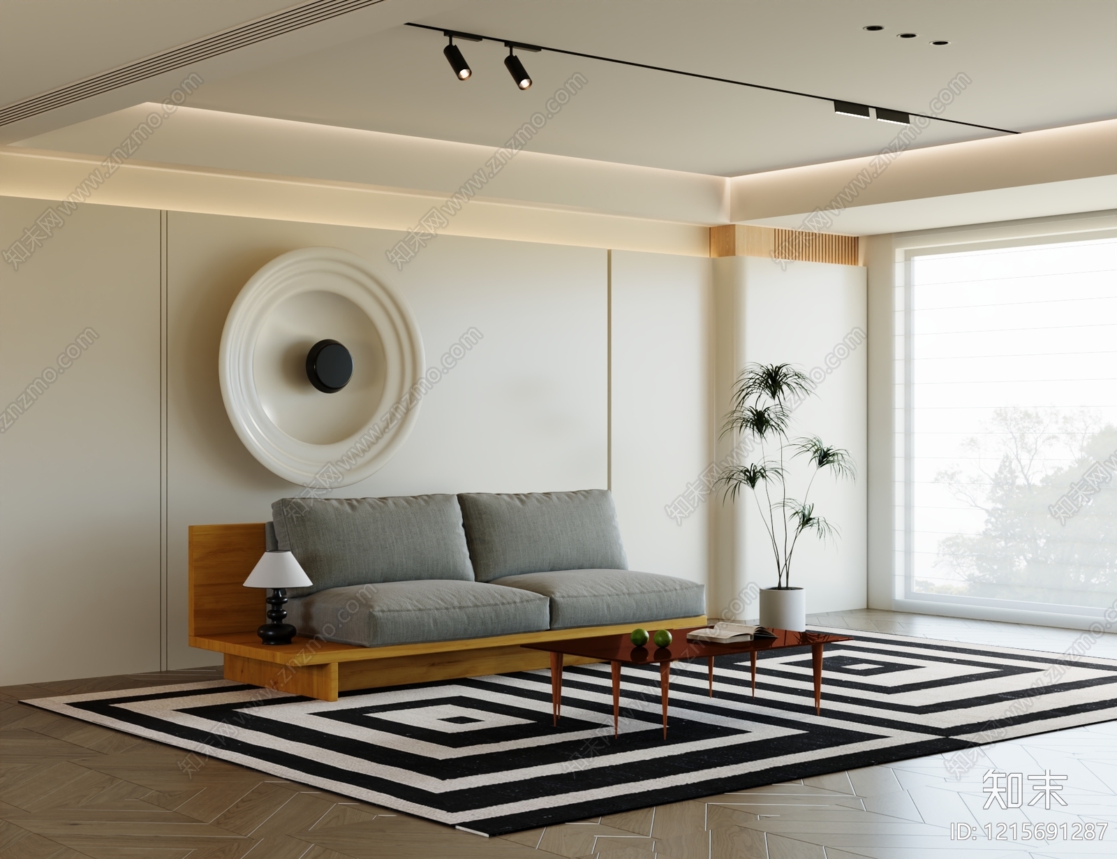 现代简约家居客厅3D模型下载【ID:1215691287】