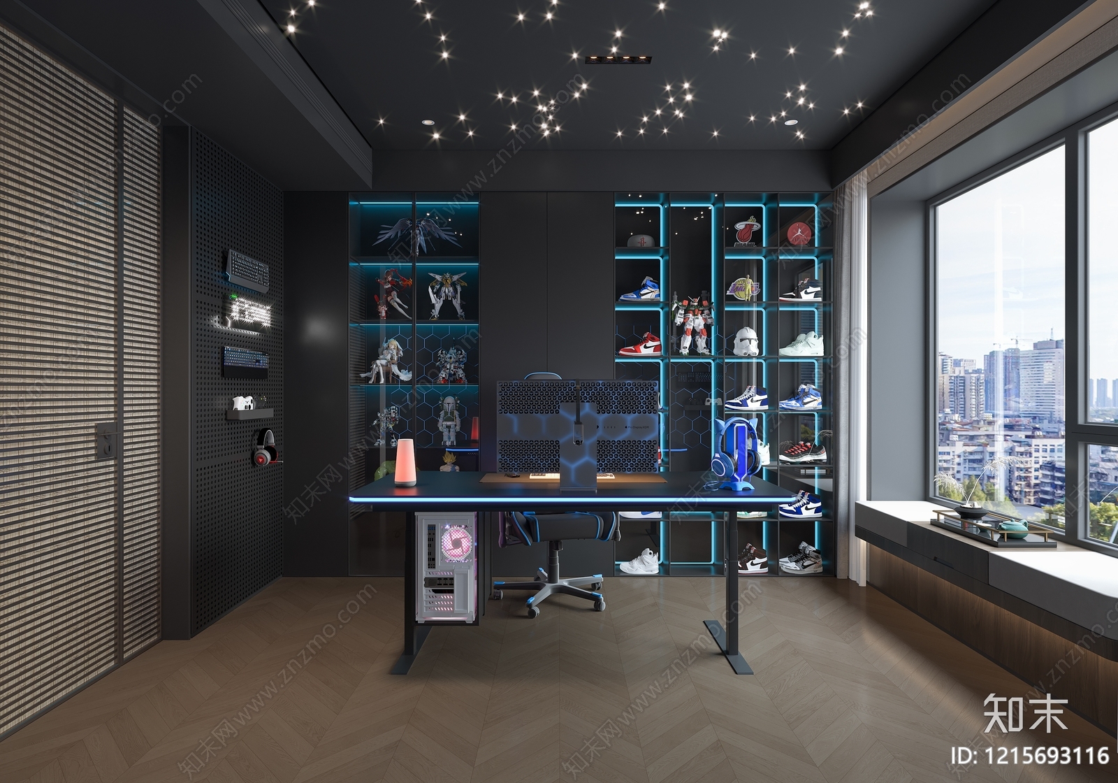 电竞风男孩房3D模型下载【ID:1215693116】