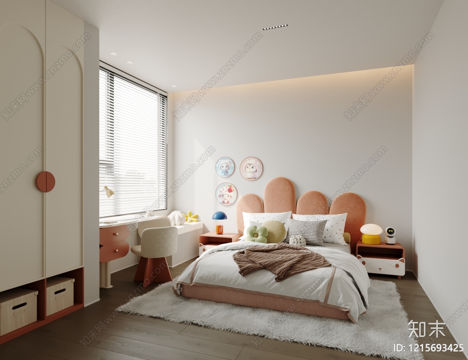 奶油风女孩房3D模型下载【ID:1215693425】