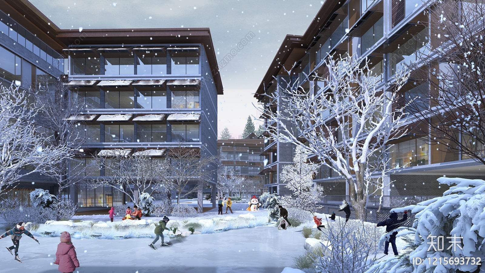 新中式多层住宅楼3D模型下载【ID:1215693732】