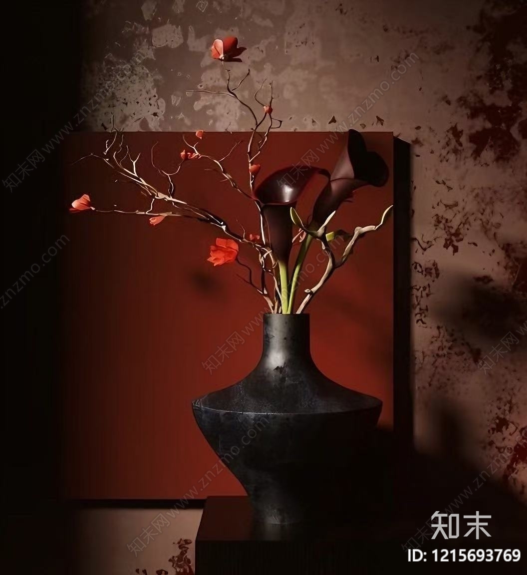 新中式花艺3D模型下载【ID:1215693769】