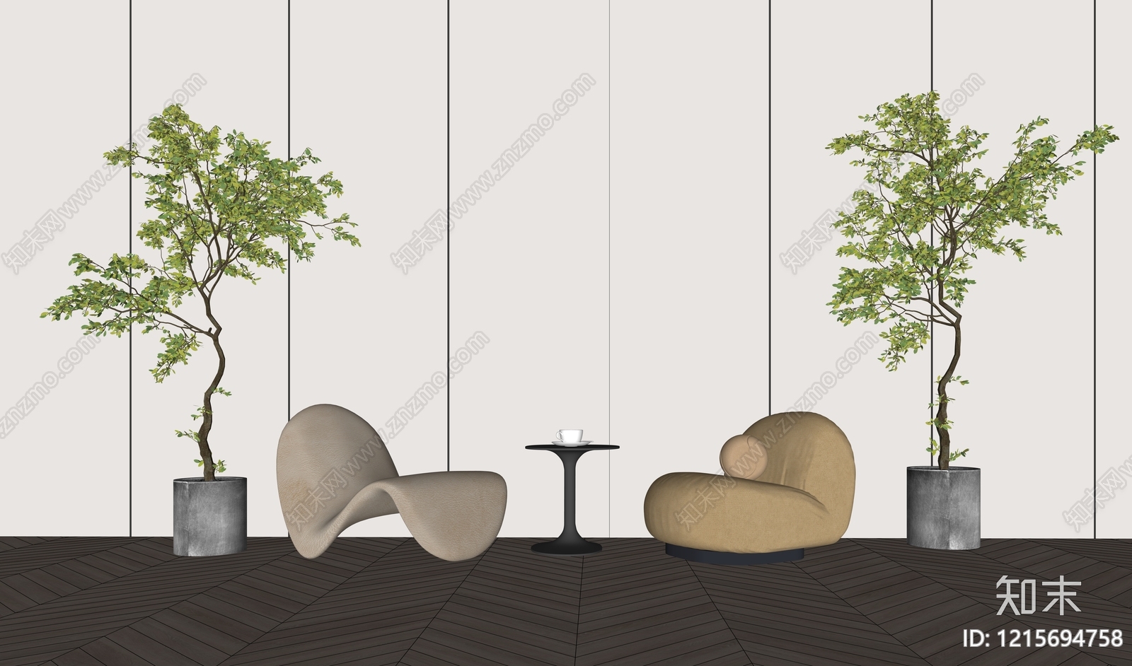 现代极简休闲椅SU模型下载【ID:1215694758】