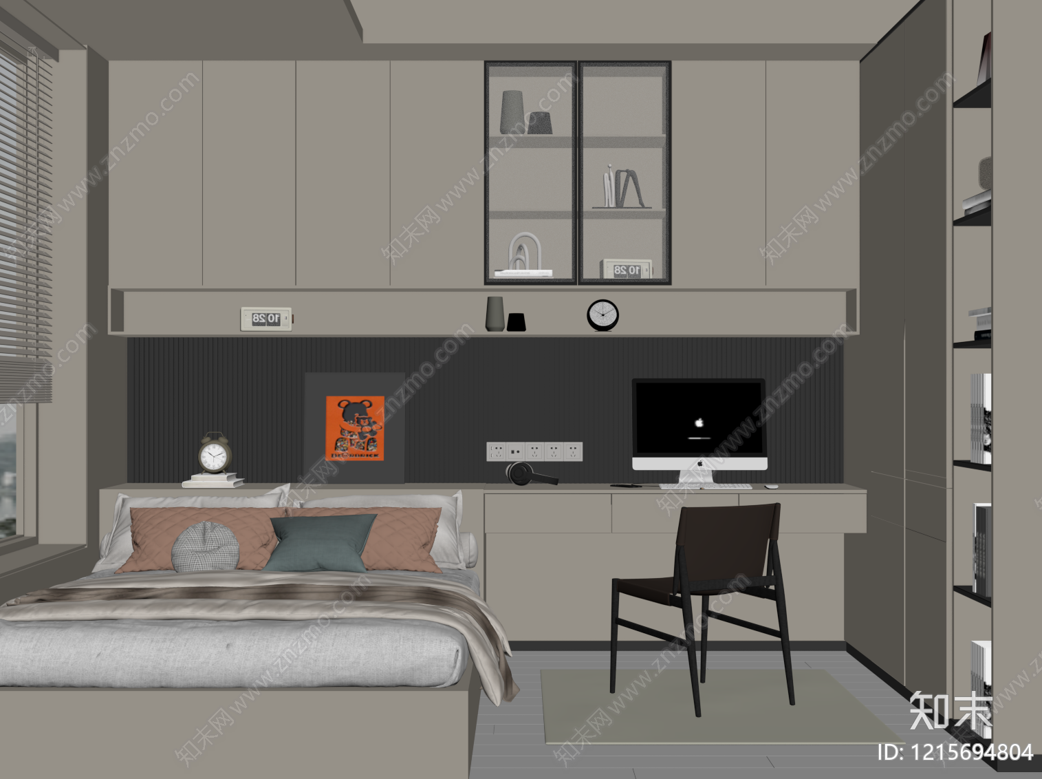 现代榻榻米卧室SU模型下载【ID:1215694804】