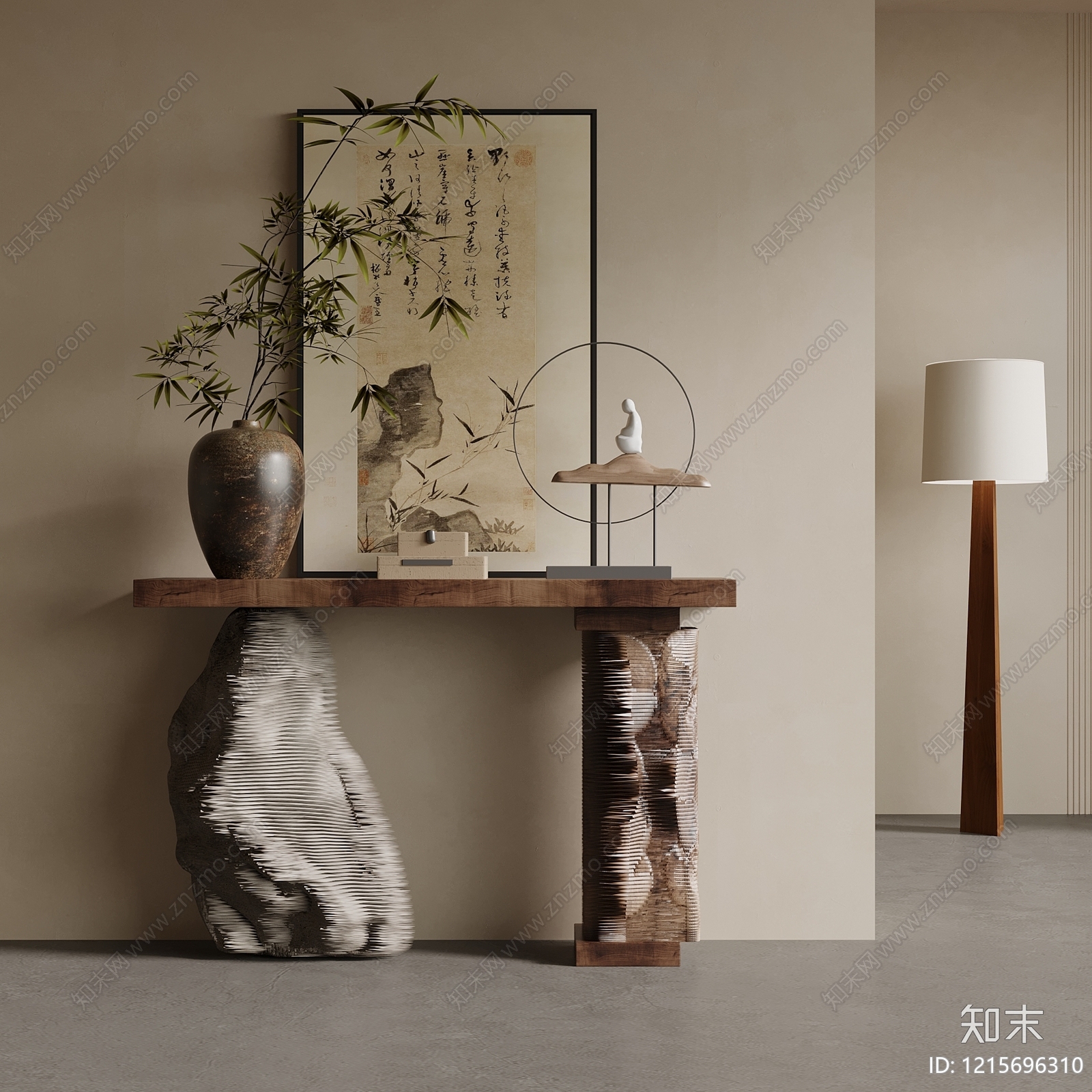 新中式玄关3D模型下载【ID:1215696310】