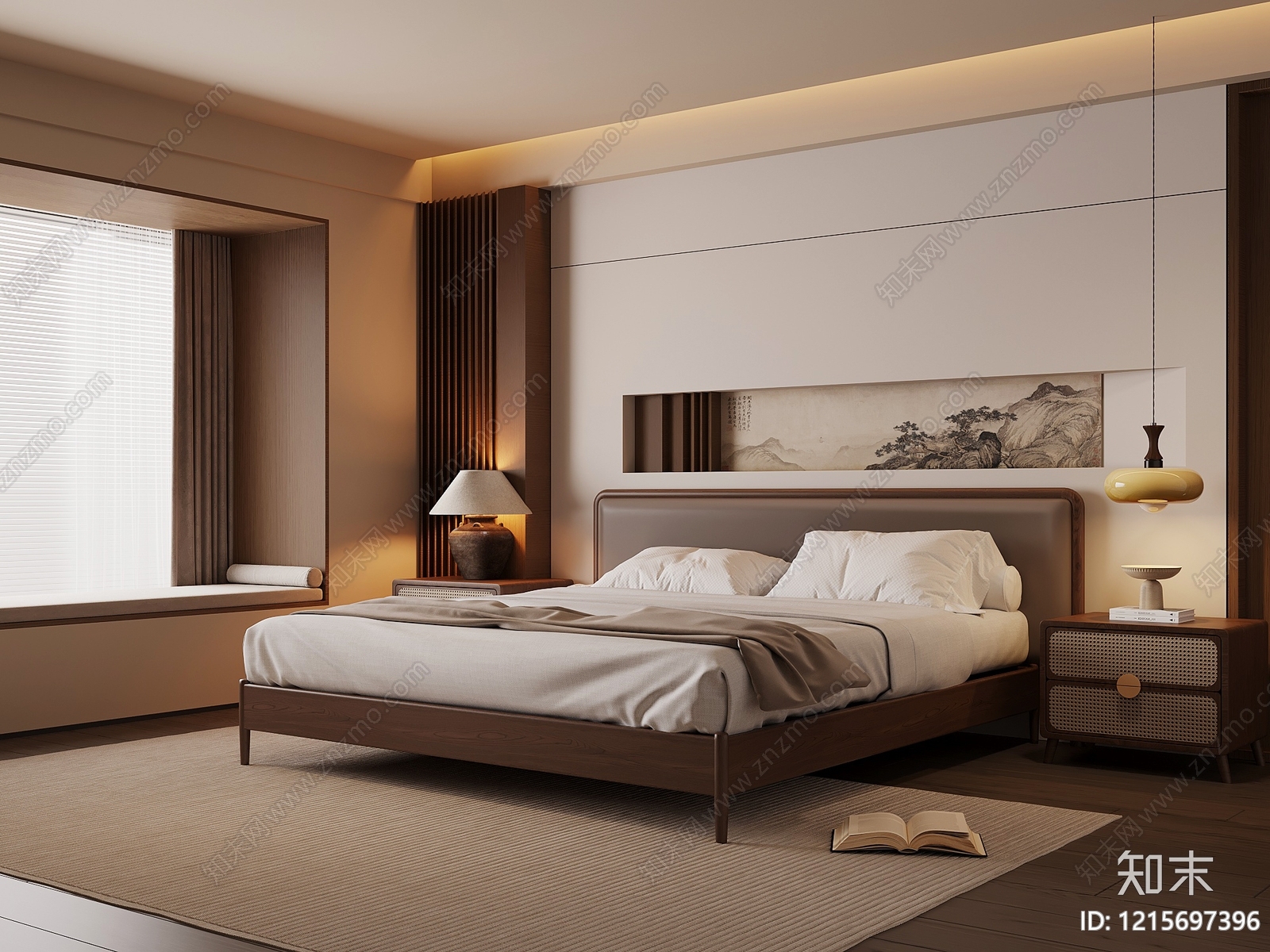新中式宋式卧室3D模型下载【ID:1215697396】