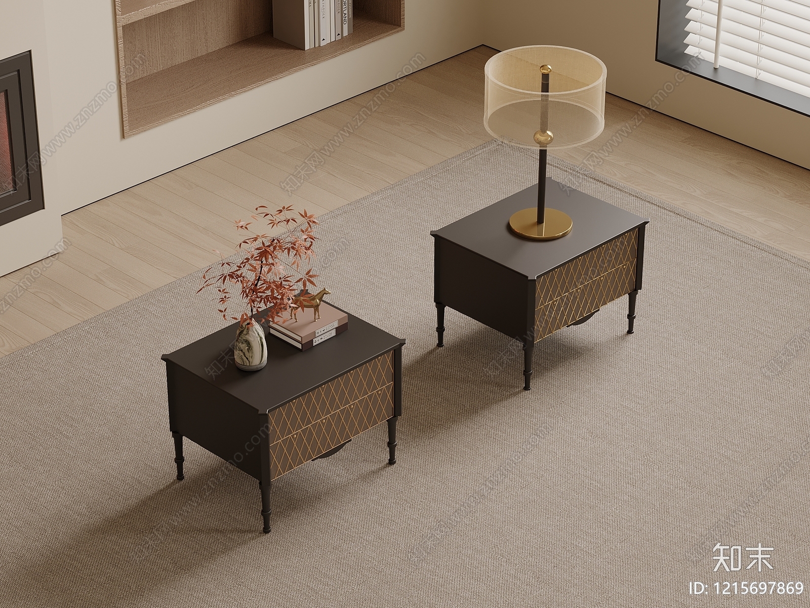 新中式床头柜3D模型下载【ID:1215697869】