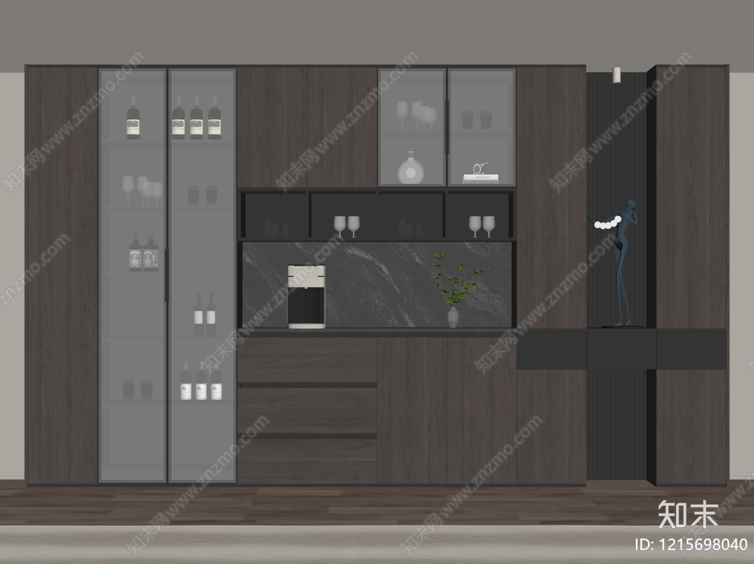 意式极简餐边柜SU模型下载【ID:1215698040】