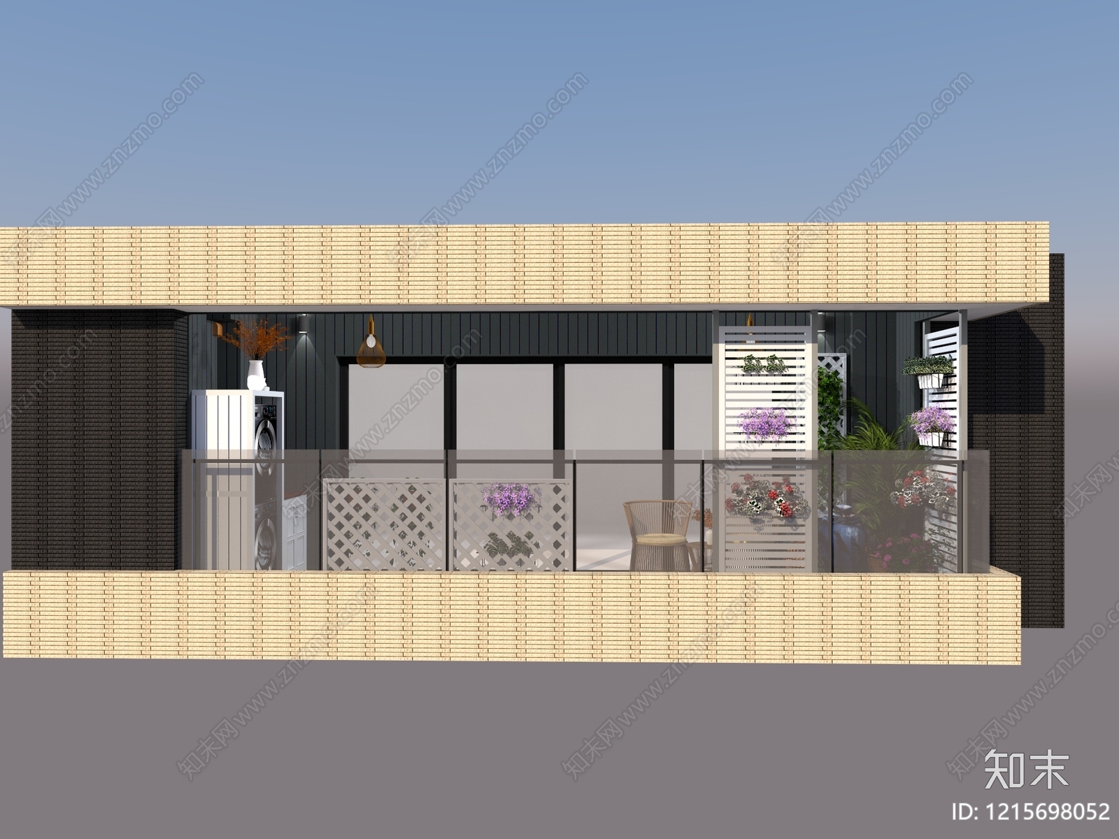 现代家居阳台SU模型下载【ID:1215698052】