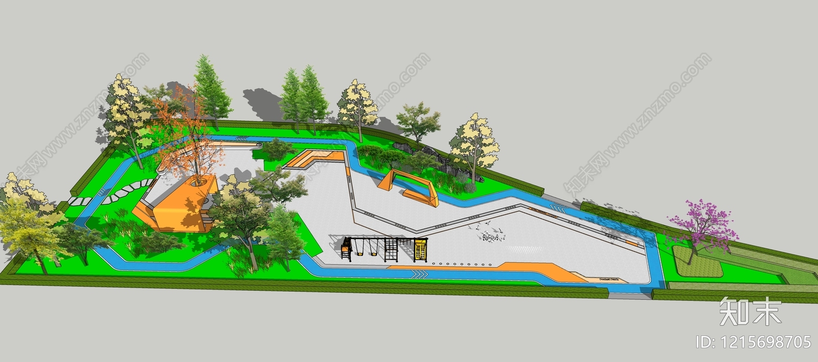 现代景观公园SU模型下载【ID:1215698705】