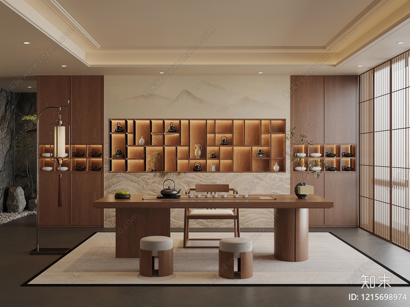 新中式茶室3D模型下载【ID:1215698974】