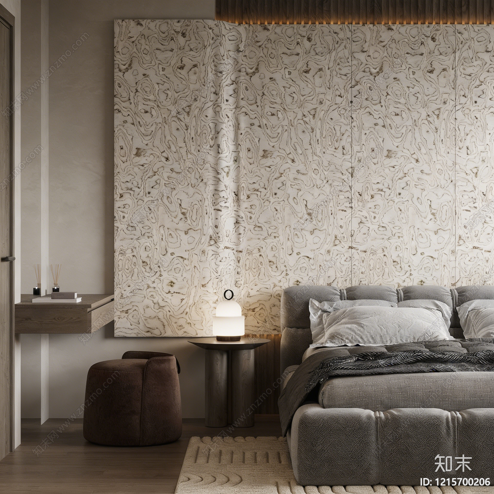 现代简约床头背景墙3D模型下载【ID:1215700206】