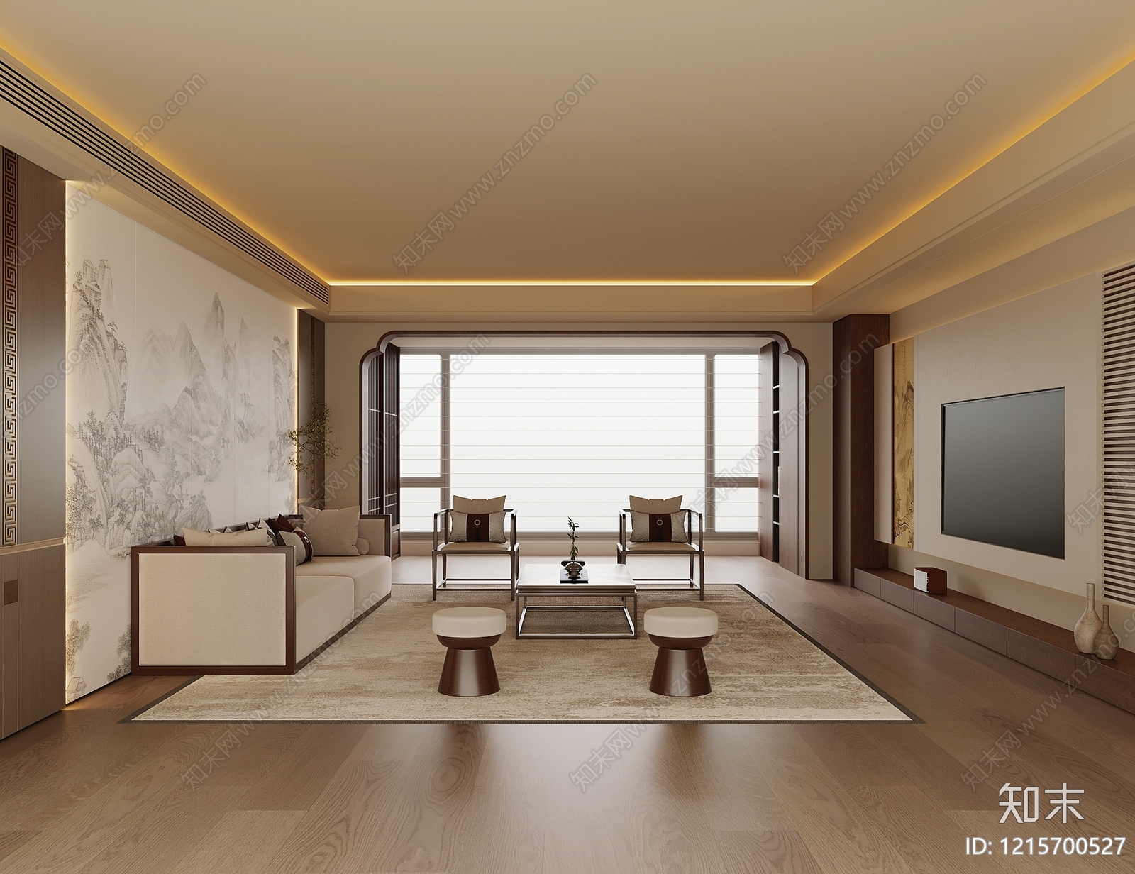 新中式家居餐厅SU模型下载【ID:1215700527】