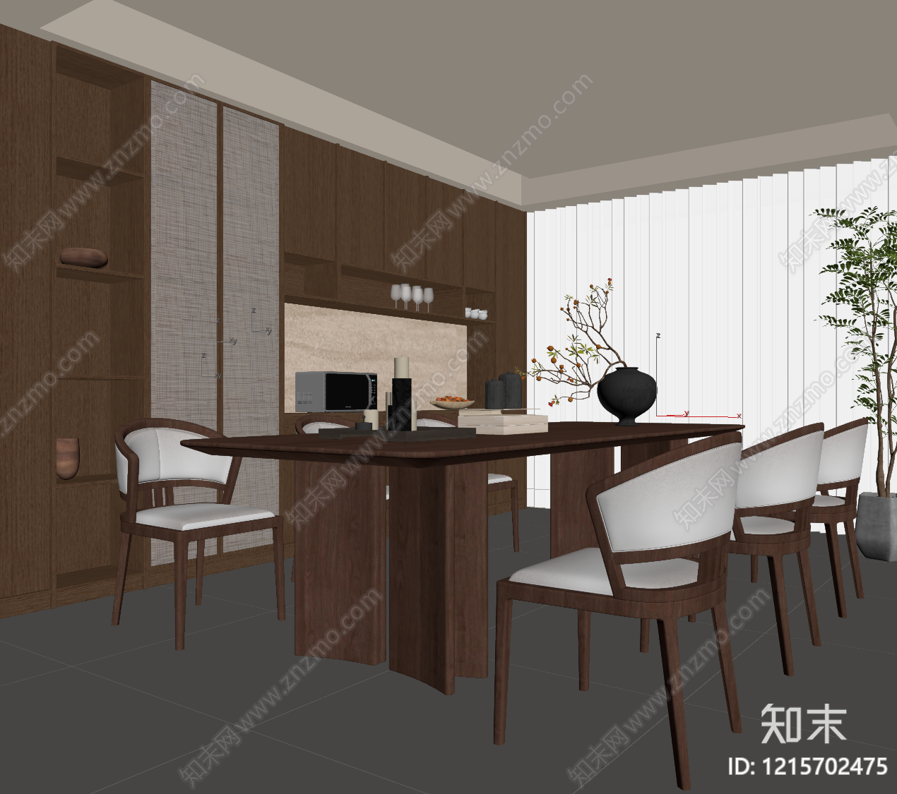 新中式家居餐厅SU模型下载【ID:1215702475】