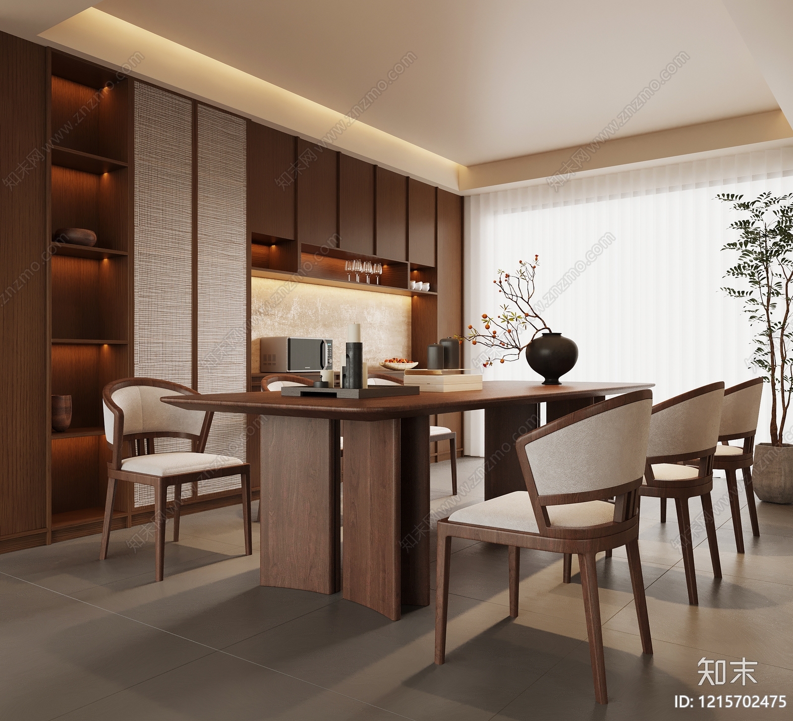 新中式家居餐厅SU模型下载【ID:1215702475】